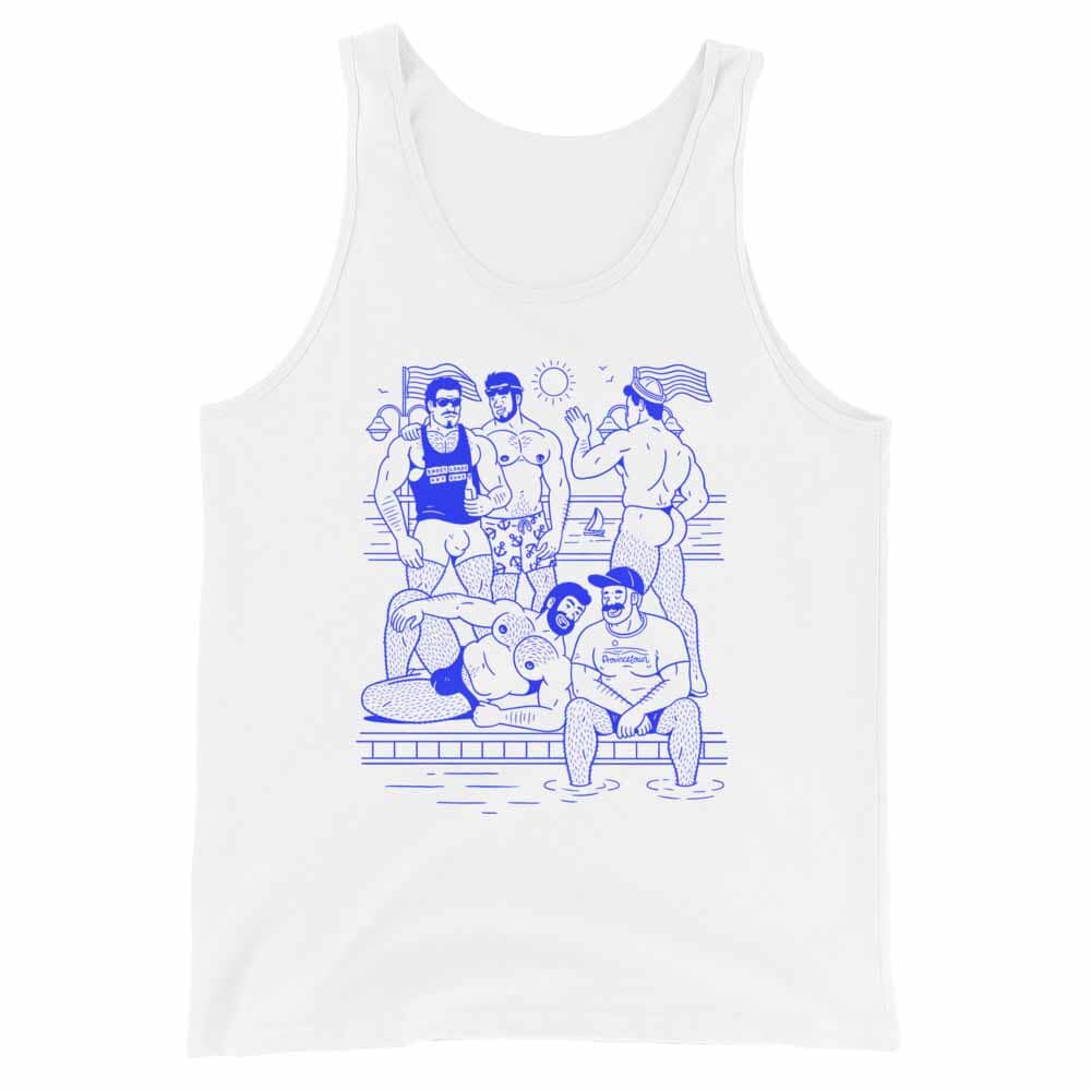 HEYBEEFCAKE Ptown Boatslip Tea Tank white