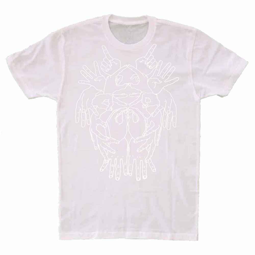 Brian Kenny Mudra Hands Short Sleeve T-Shirt white with white