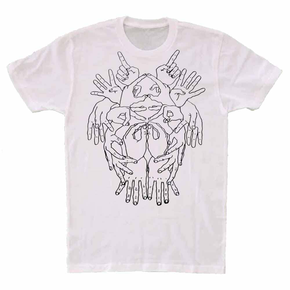Brian Kenny Mudra Hands Short Sleeve T-Shirt white with black