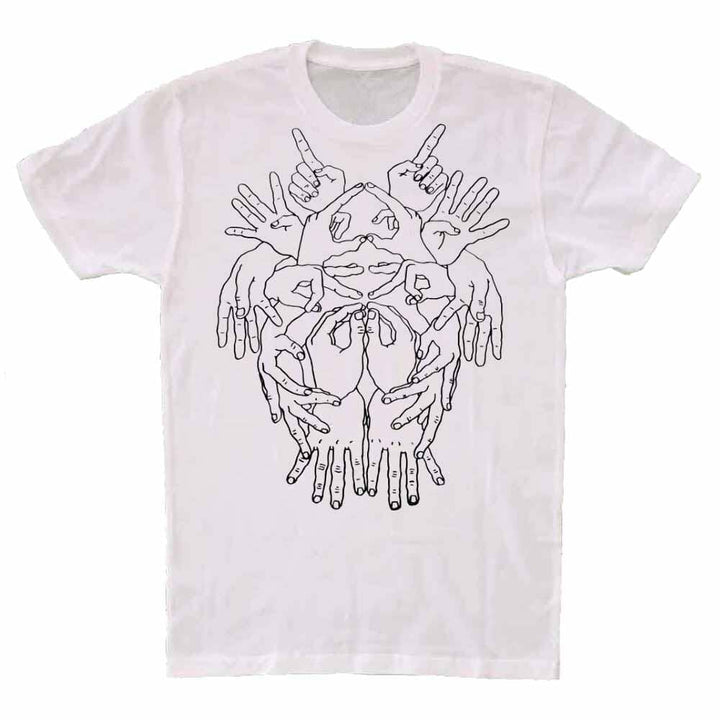 Brian Kenny Mudra Hands Short Sleeve T-Shirt white with black
