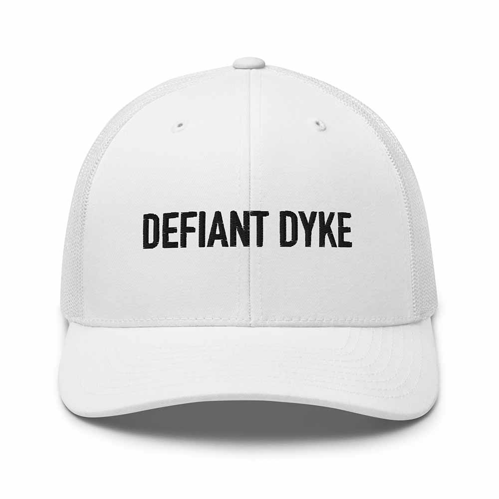 DEFIANT DYKE Trucker Mesh Snapback Hat white