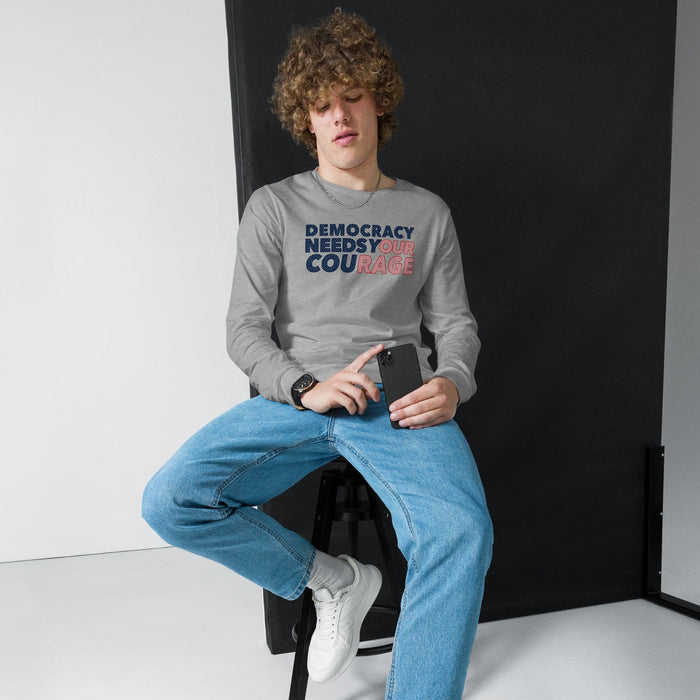 Democracy Needs Your Courage Long Sleeve T-Shirt - Indivisible, second view