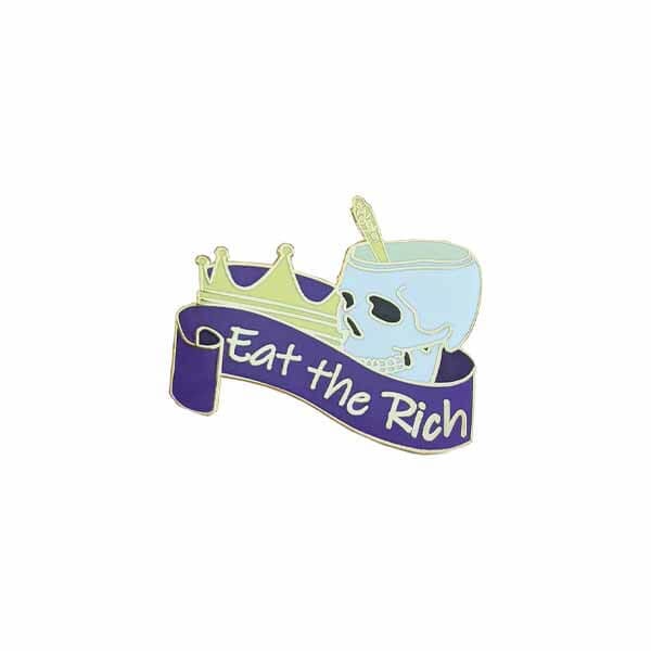 skull crown eat the rich lapel pin