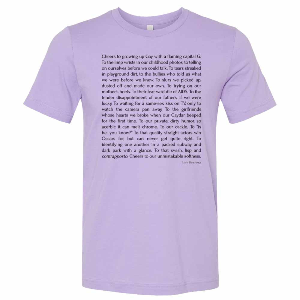 cheers to growing up gay lavender t-shirt