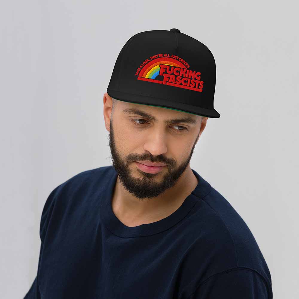 Fucking fascists 5-panel flatbill on man