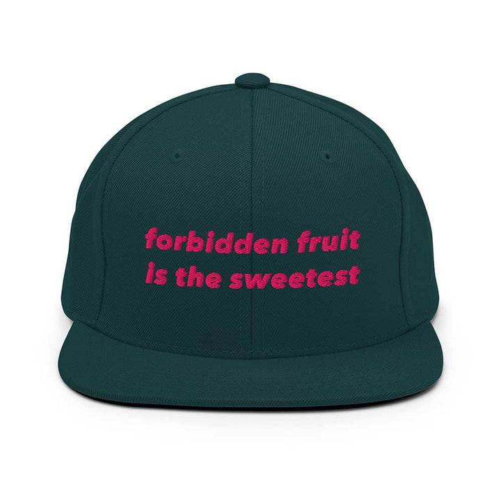 spruce Green flatbill cap with pink text &