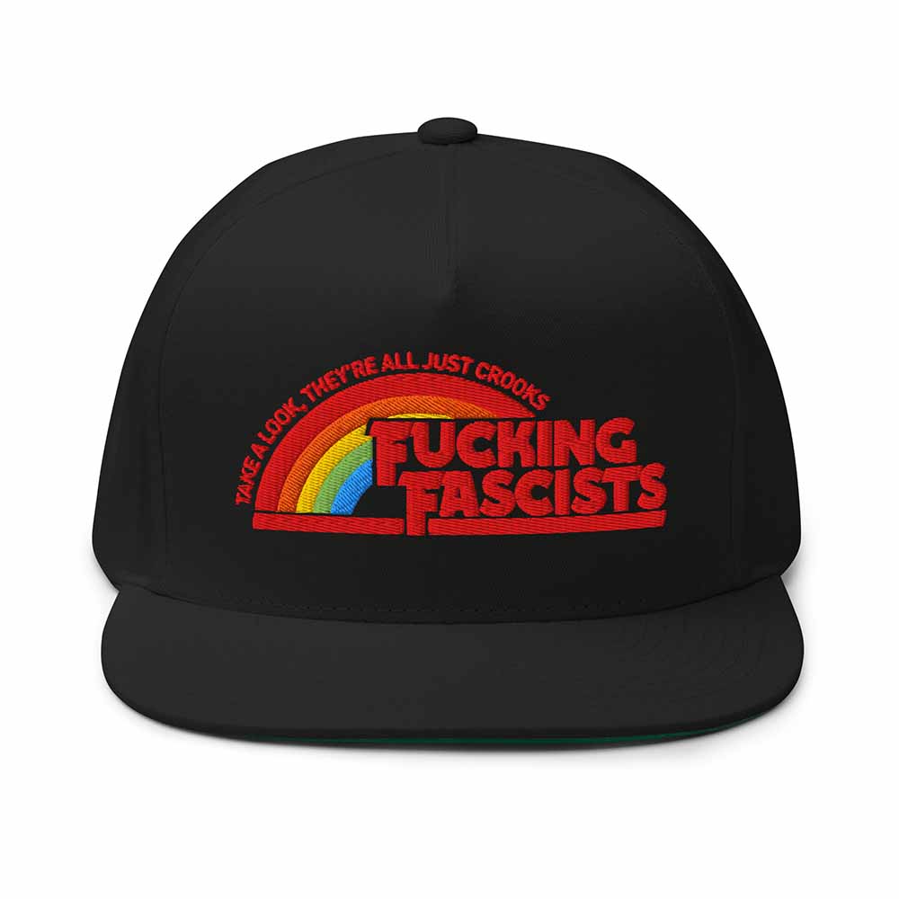 Fucking Fascists Flatbill 5-Panel Snapback Hat black