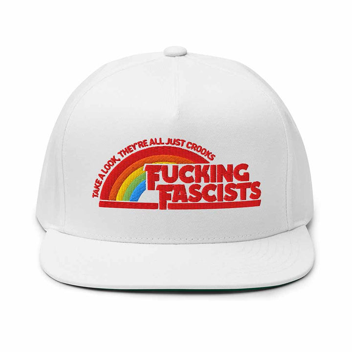 Fucking Fascists Flatbill 5-Panel Snapback Hat white