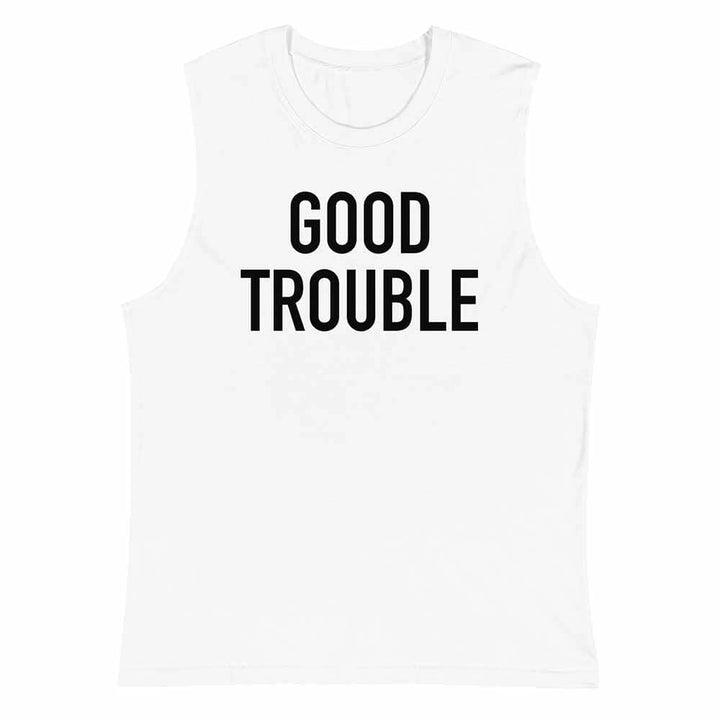 GOOD TROUBLE Sleeveless T-shirt white