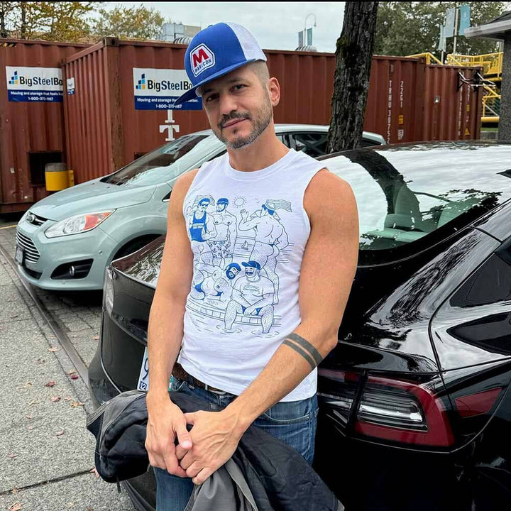 hey beefcake sleeveless boatslip tea tee and maricon snapback