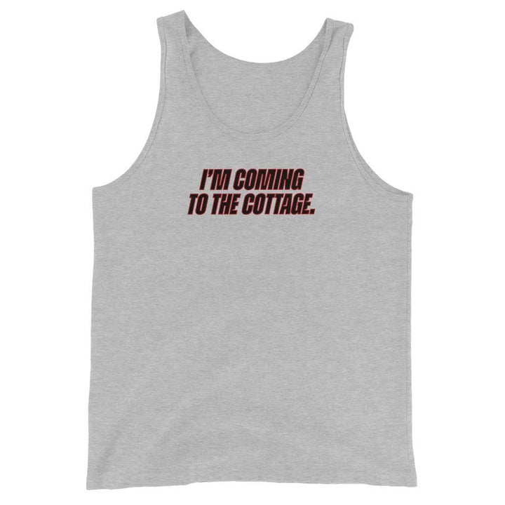 Gray tank top with black text &