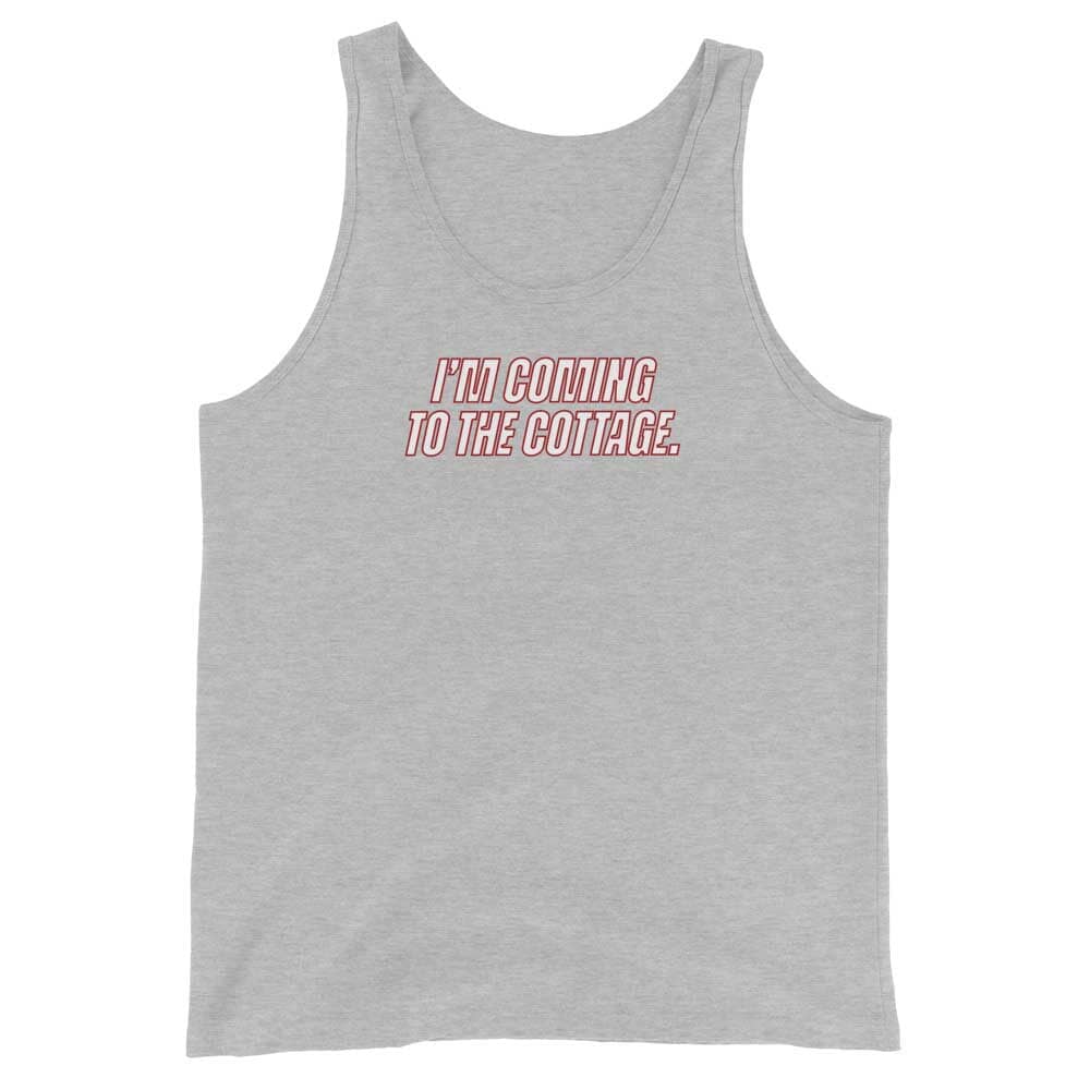 Gray tank top with red text &