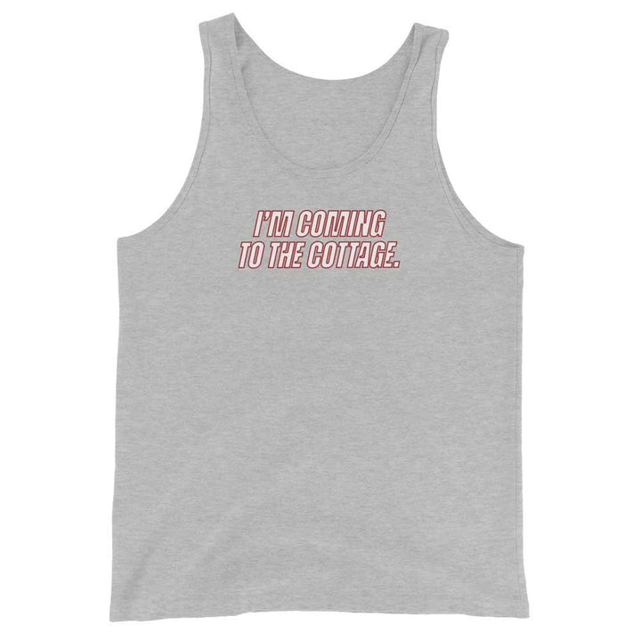 Gray tank top with red text &