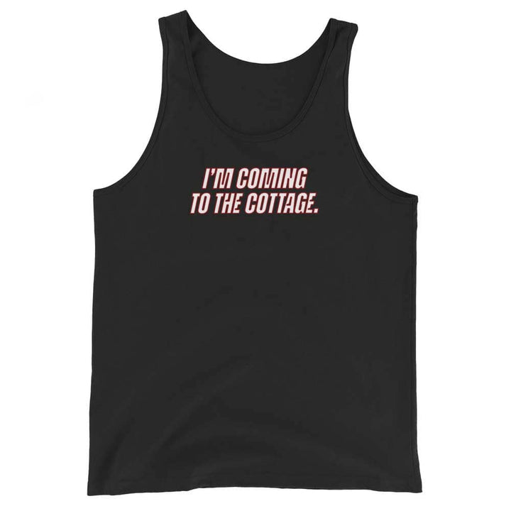 Black tank top with pink text &