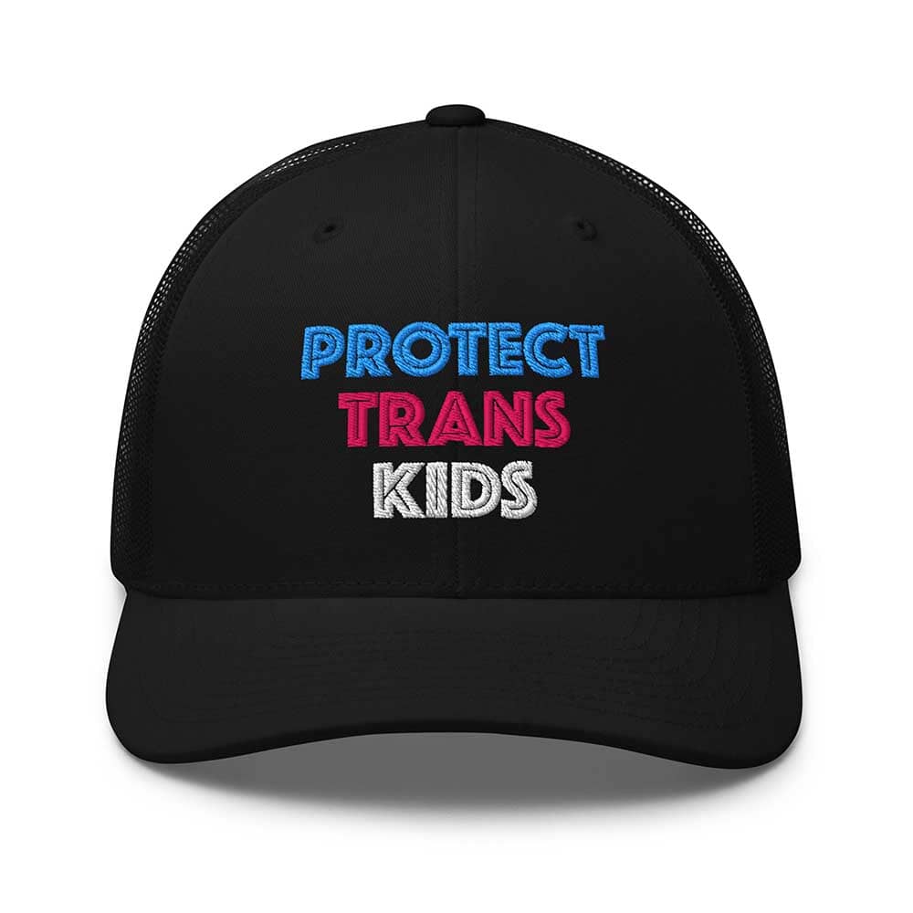 Protect Trans Kids Trucker Mesh Snapback Hat black