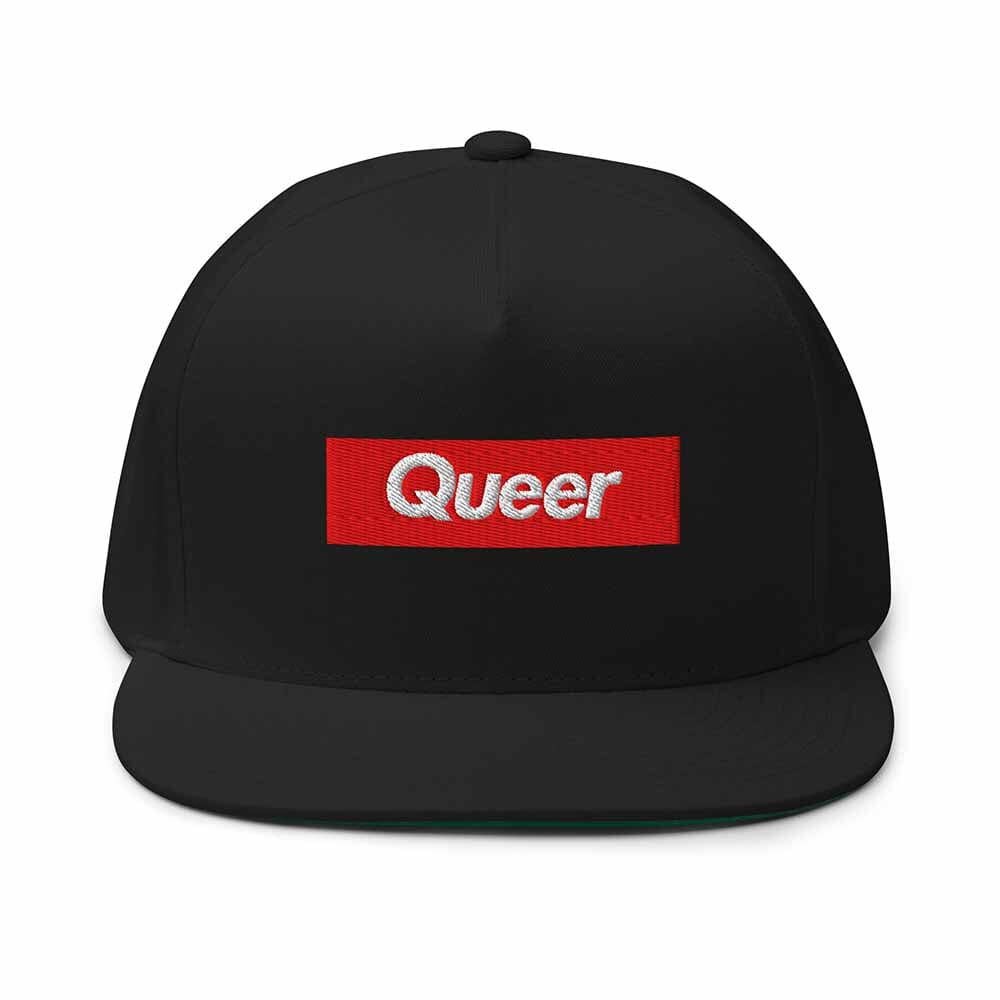 Queer Flatbill 5-Panel twill Snapback Hat black