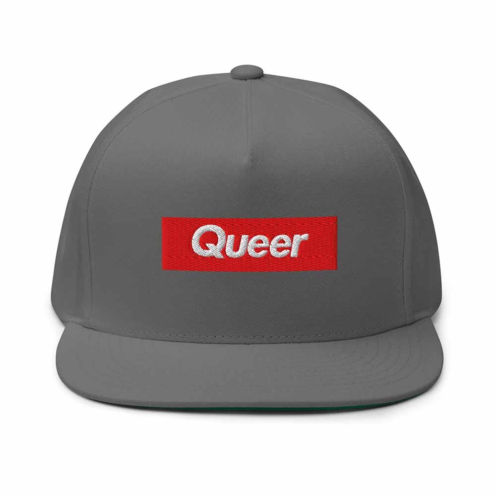 Queer Flatbill 5-Panel twill Snapback Hat grey