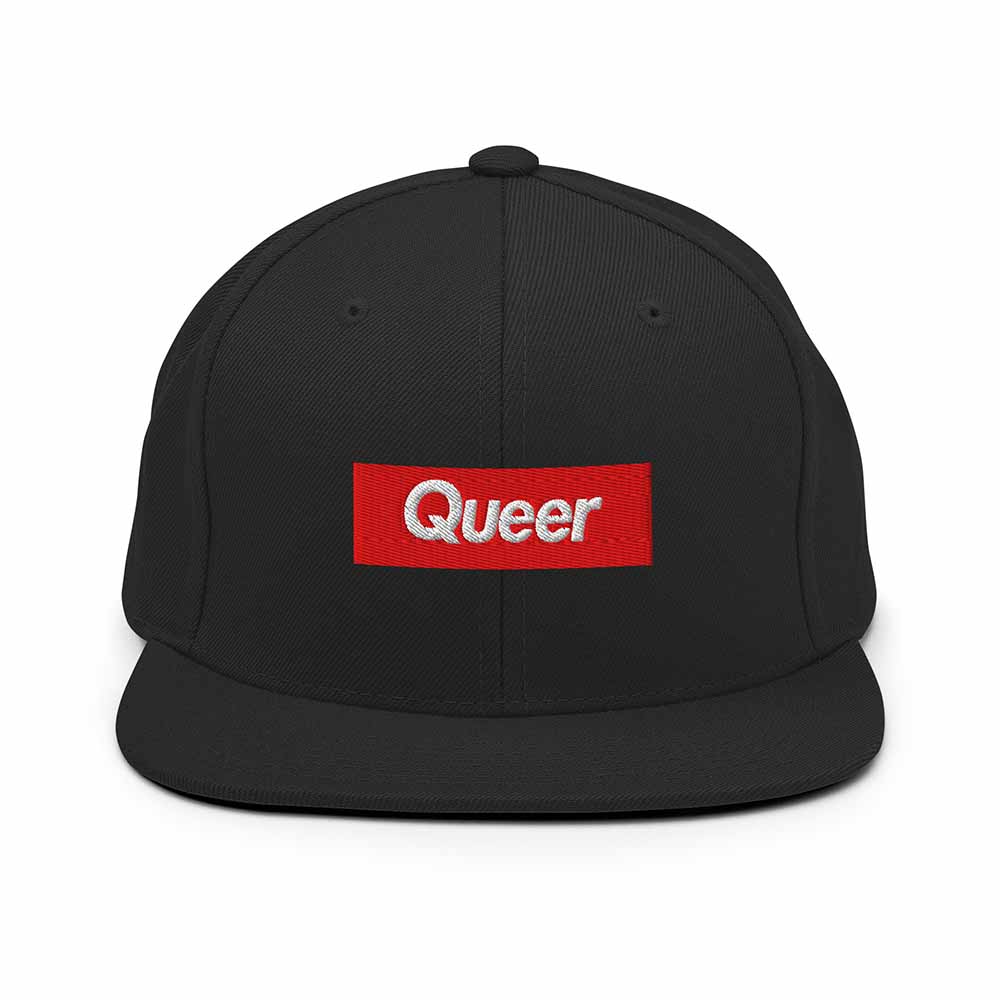 Queer Flatbill 6-Panel Snapback Hat black