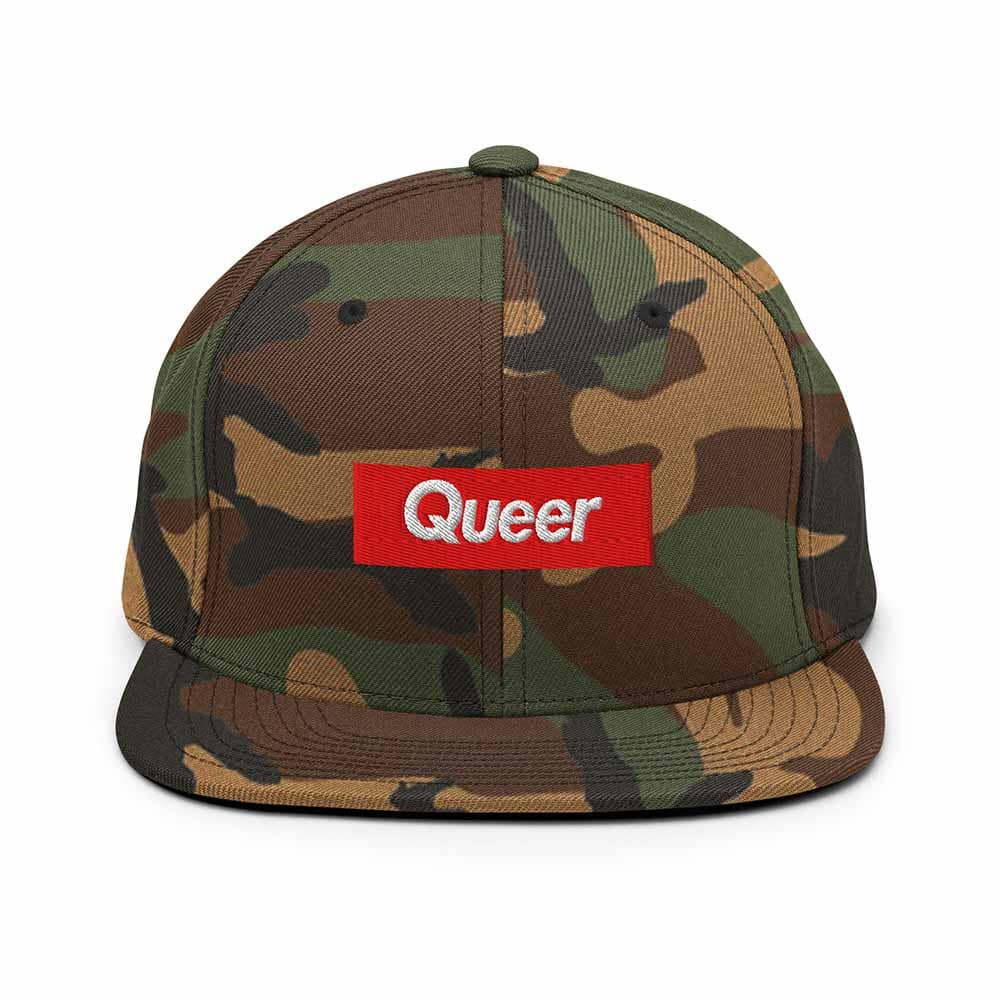 Queer Flatbill 6-Panel Snapback Hat camoflage