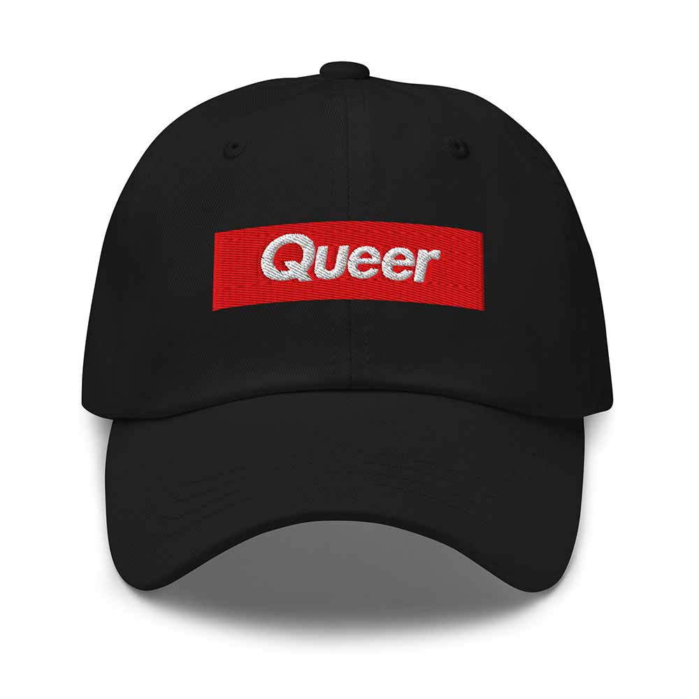 queer twill classic dad hat black
