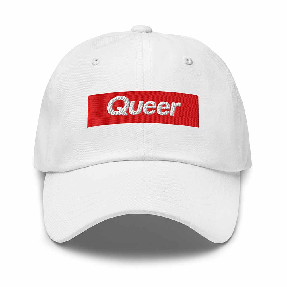 queer twill classic dad hat white