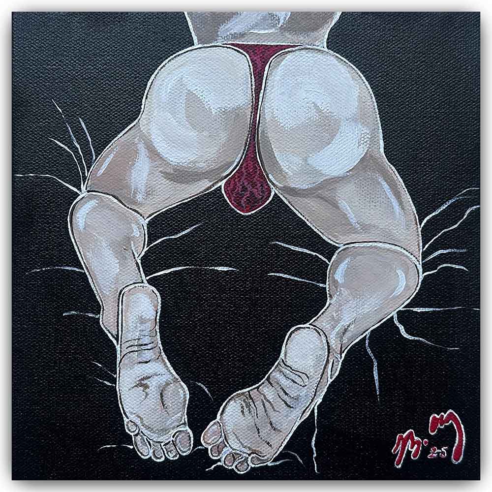 bubble butt in red thong