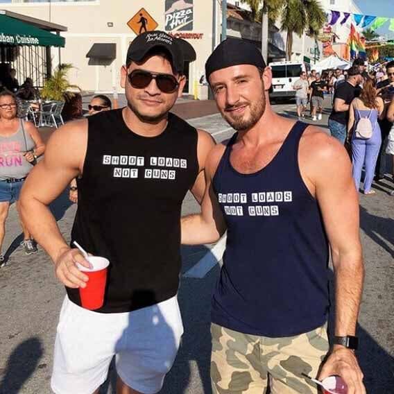 shoot loads not guns tank and sleeveless on men at gay8 festival