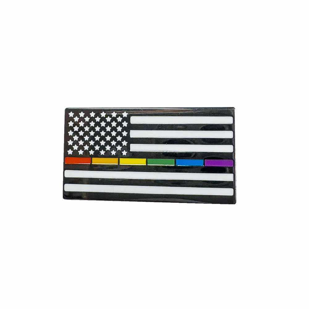 Thin Gay Line American Flag Enamel Pin