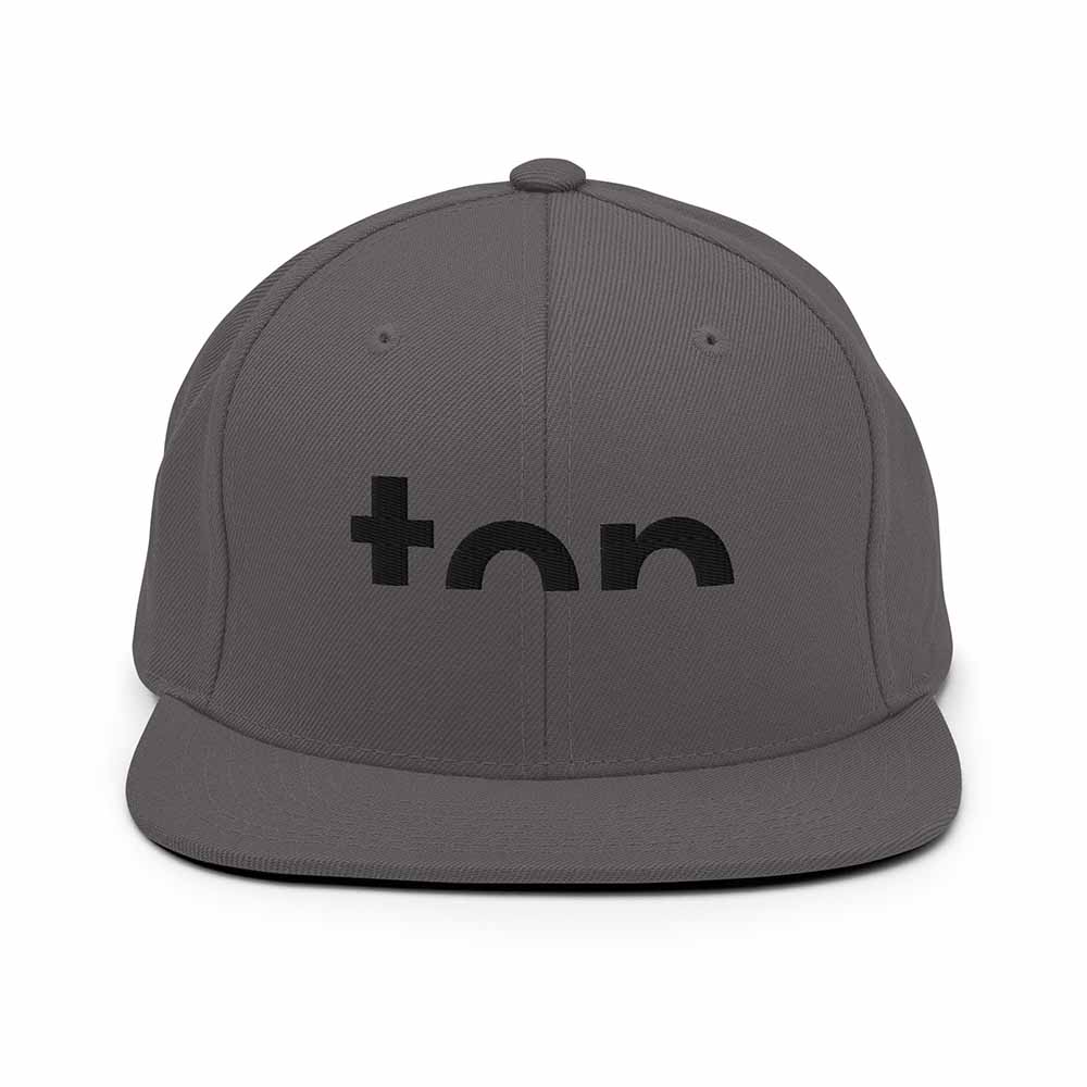 Top 6 Panel Flatbill Snapback Hat grey