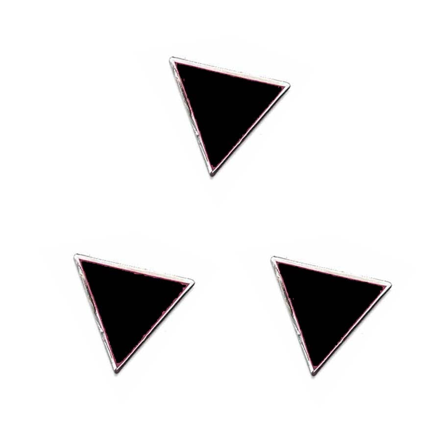 3 black triangle pins