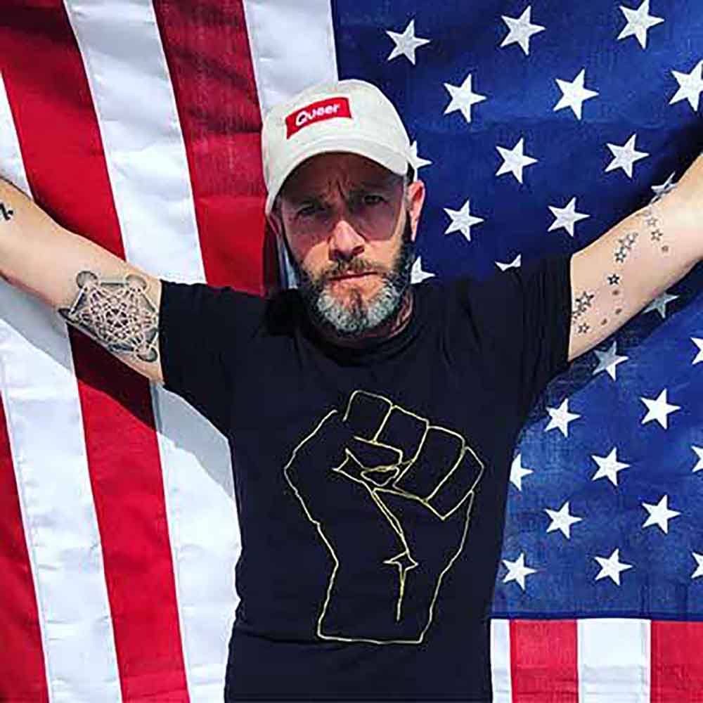 solidarity fist t-shirt aclu adams nest black adam singer