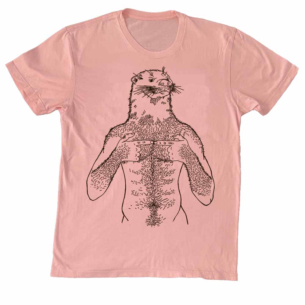 Otter man graphic t-shirt pink