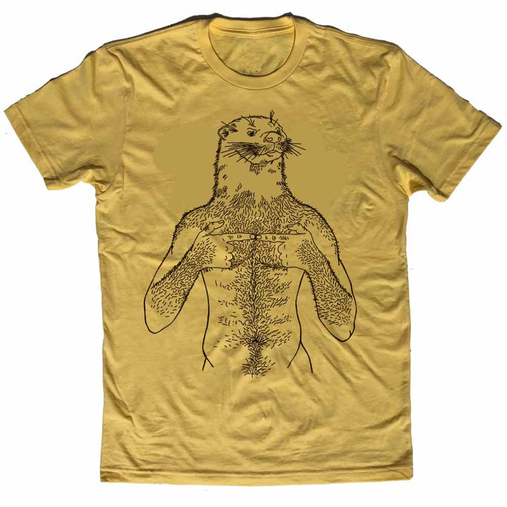 Otter man graphic t-shirt yellow