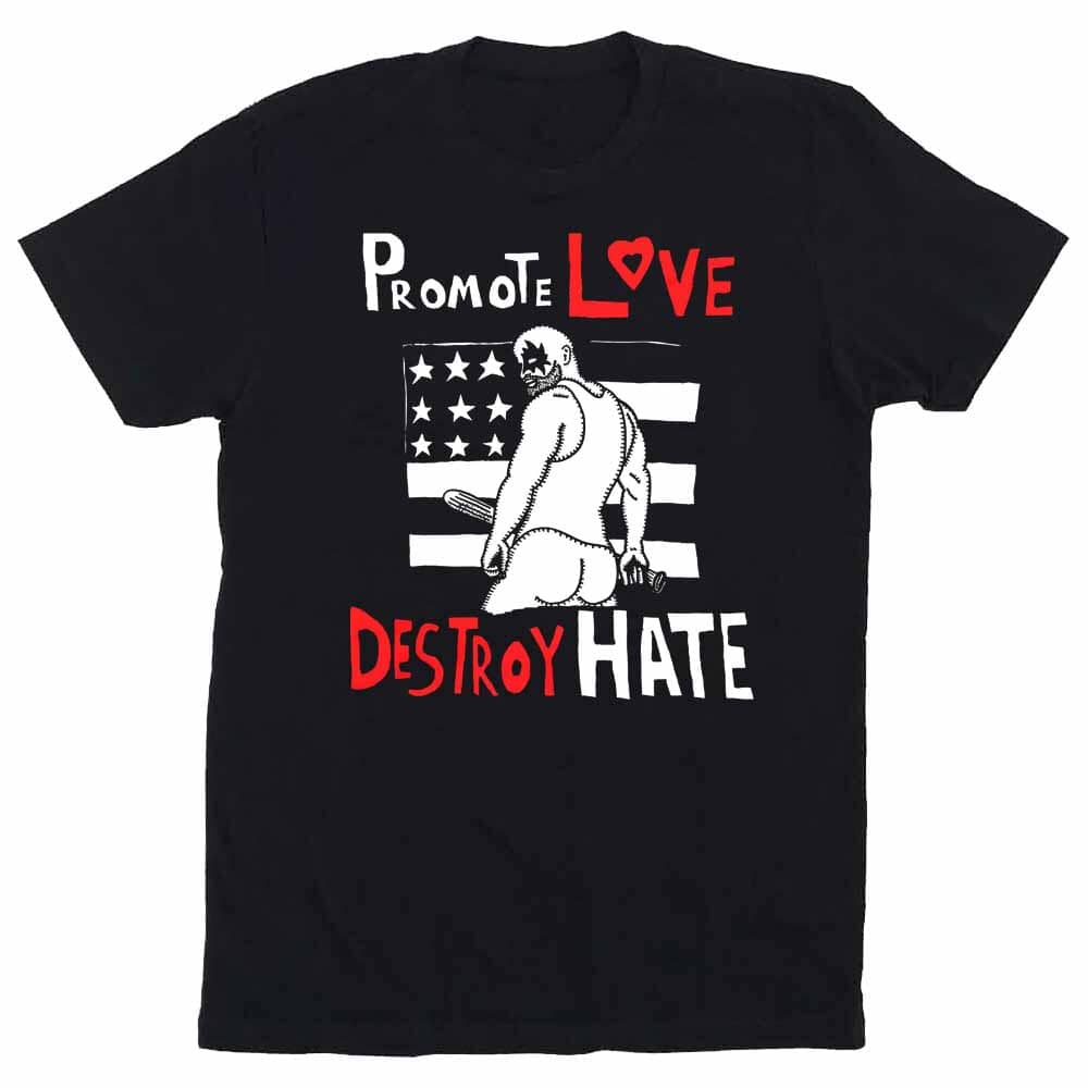 homo riot promote love destroy hate black tshirt