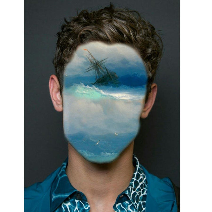 Naro Pinosa Stormy Sea Ship Man Postcard