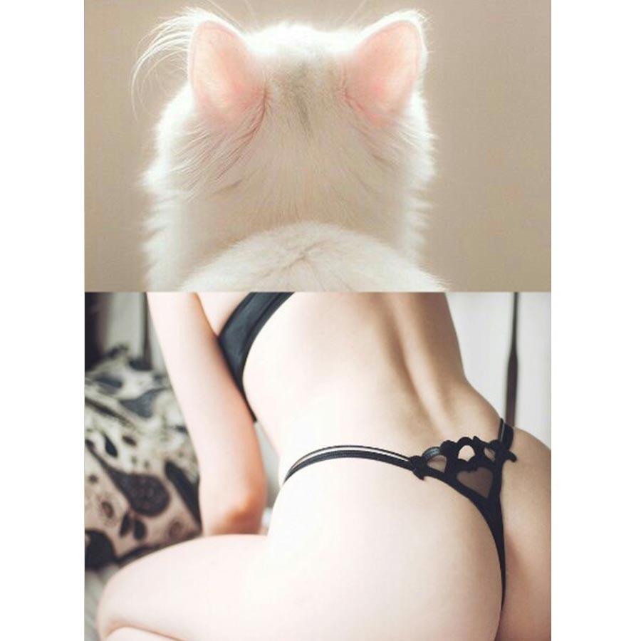 Naro Pinosa Pussy Cat Lace Thong Collage Postcard