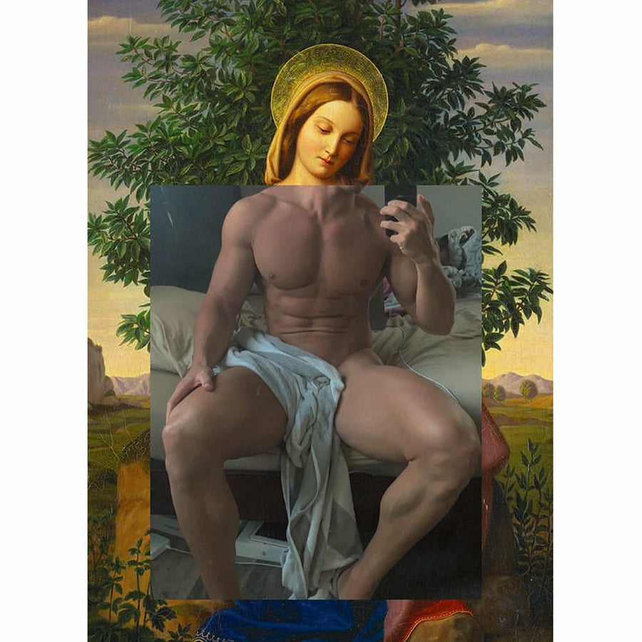 Naro Pinosa Gender Bending Mary Postcard by Naro Pinosa