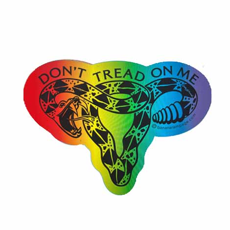 Don't Tread On Me Rainbow Rattlesnake Uterus Die Cut Sticker
