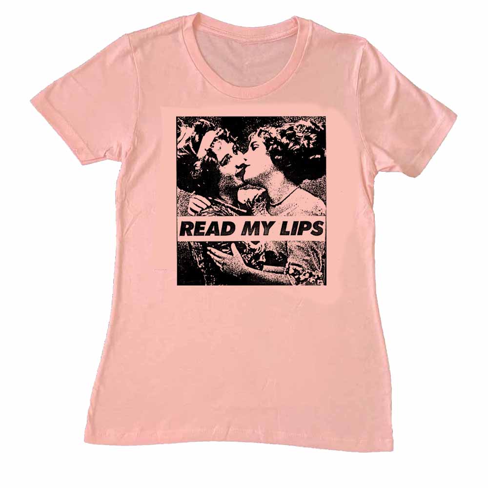 Read My Lips Vintage Gran Fury Vintage Women kissing femme light pink T-shirt
