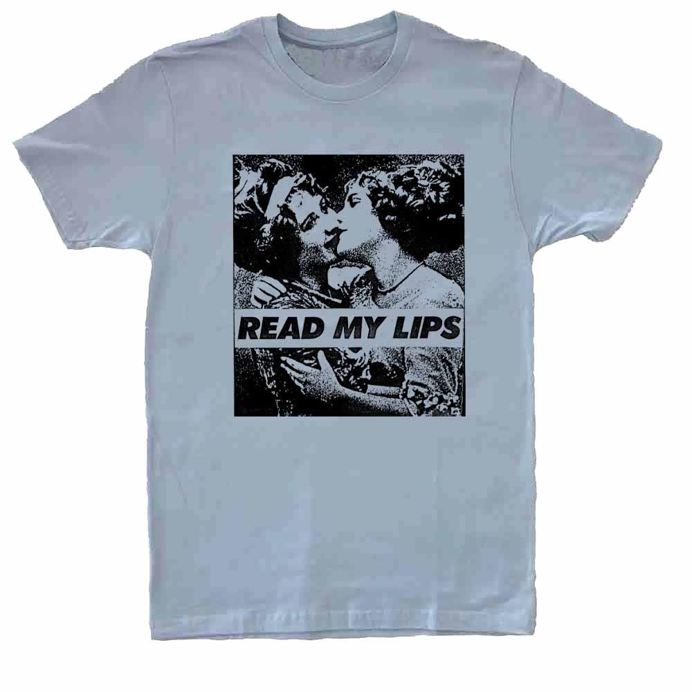 Read My Lips Gran Fury Vintage Women Light Blue T-shirt