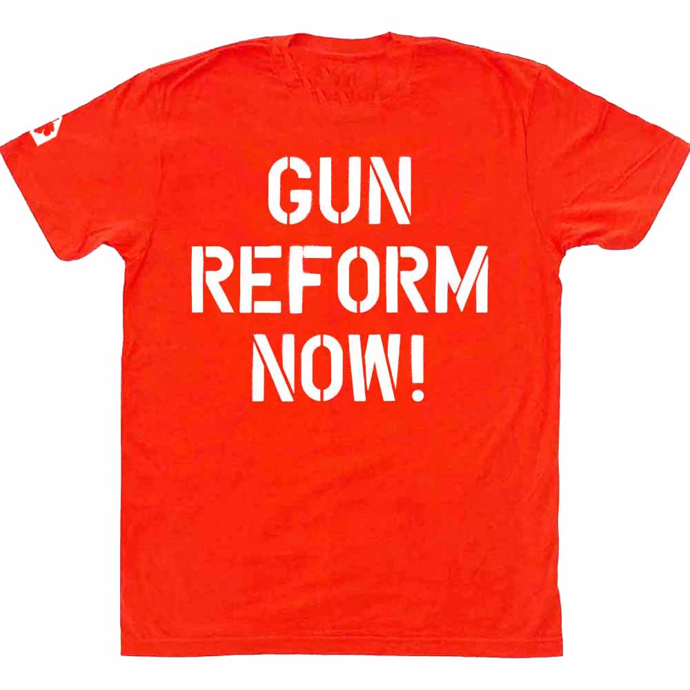 Shoot Loads Not Guns/Gun Reform Now T-Shirt Orange back