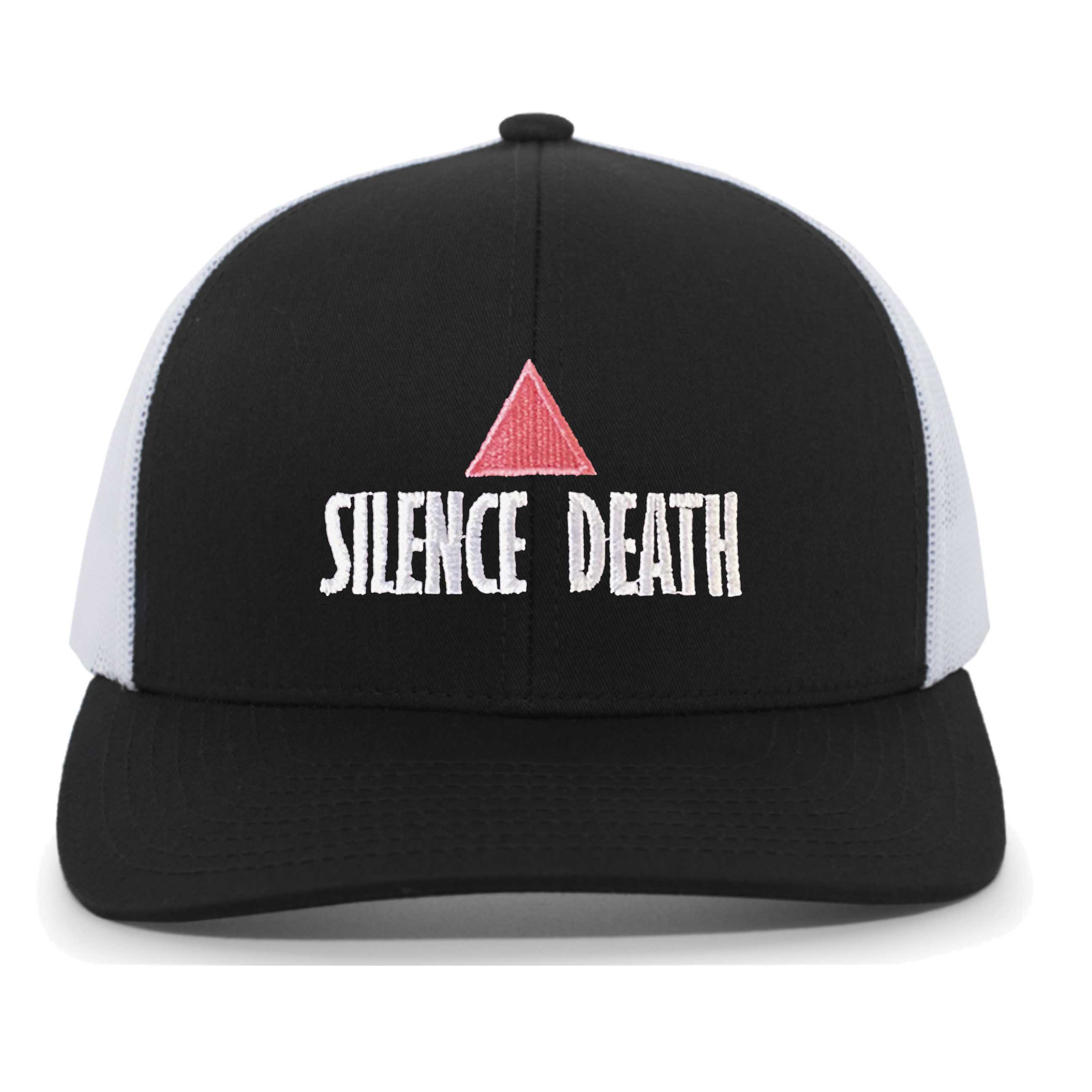 SILENCE equals death black white trucker snapback hat