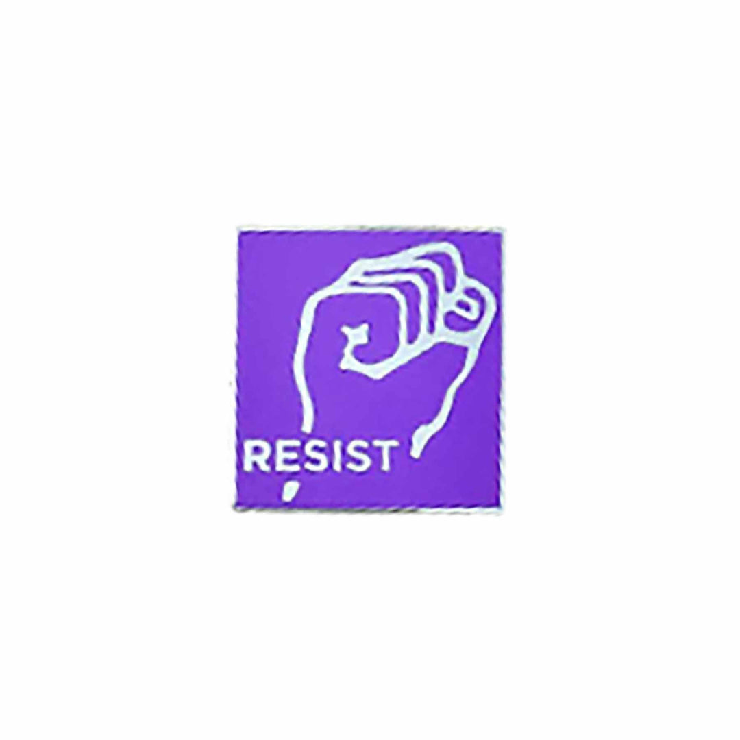 lavender fist resist enamel pin