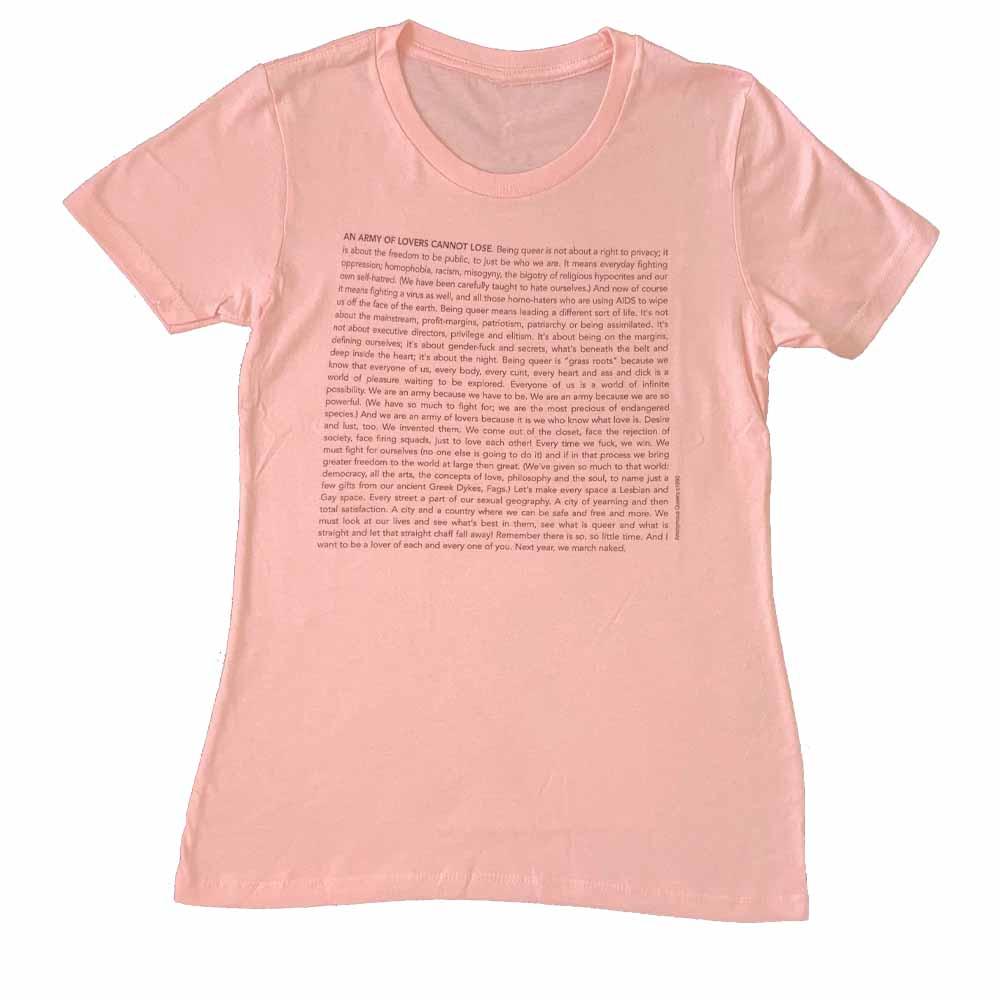 army of lovers womens t-shirt anonymous queers read this