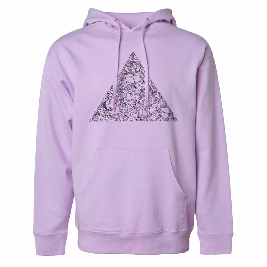 black love triangle lavender hooded sweatshirt