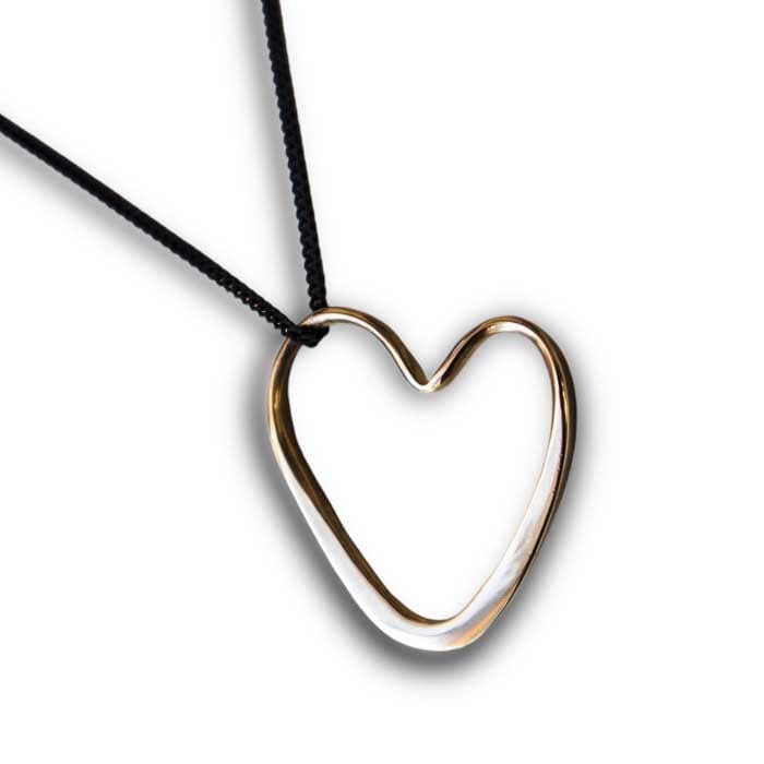 bronze floating heart necklace
