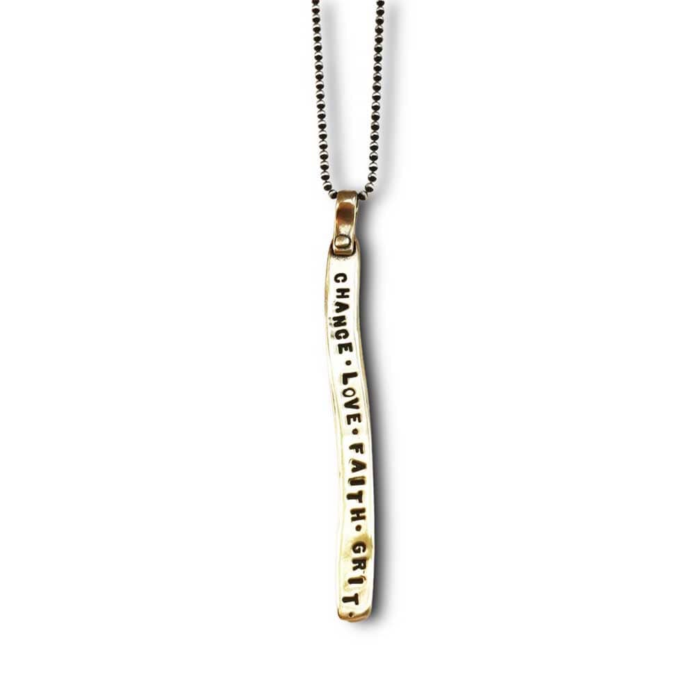 Chance Love Faith Grit Necklace in Bronze