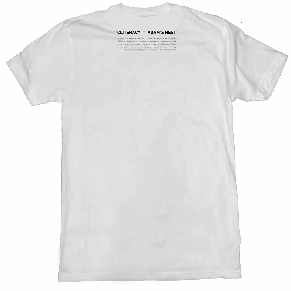cliteracy adam's nest t-shirt back white