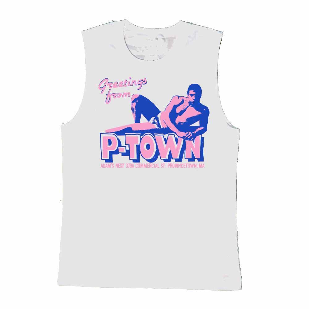 greetings from ptown muscle sleeveless t-shirt