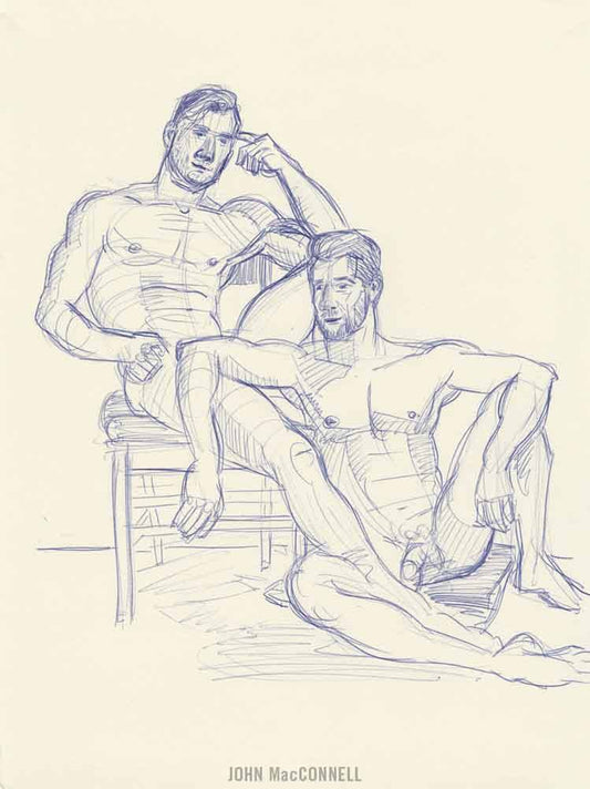 "Eddie & Matthew #1" - original ink figure drawing — Adam's Nest, Provincetown